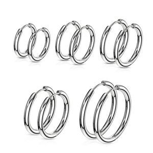 Silver Tone steel hoop earrings 5 sizes to pick from